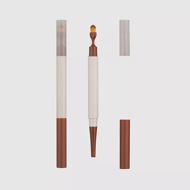 Dual-natapos na kilay na lapis na may angled flat brush packaging