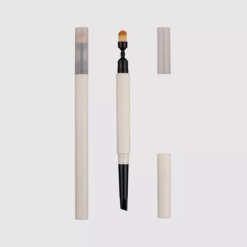 Dual-natapos na kilay na lapis na may blending round brush packaging