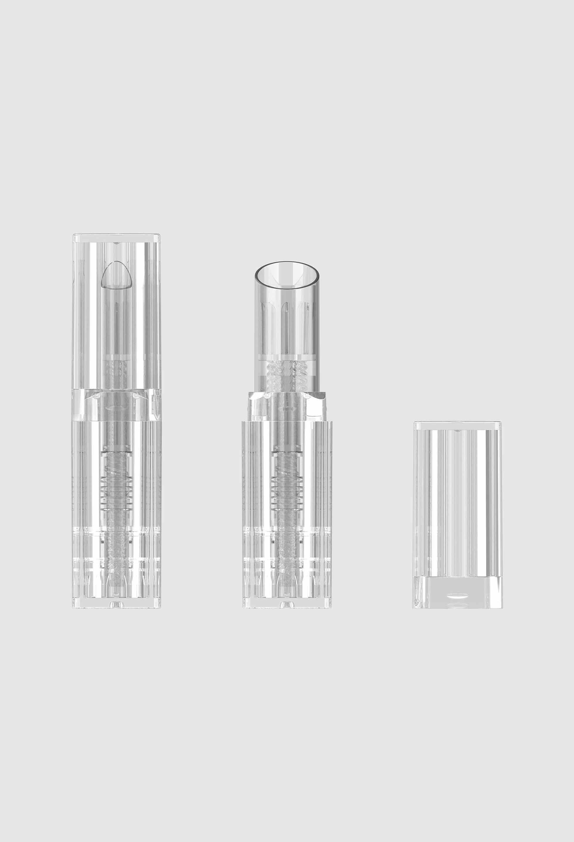 Transparent injection-molded lipstick tube packaging
