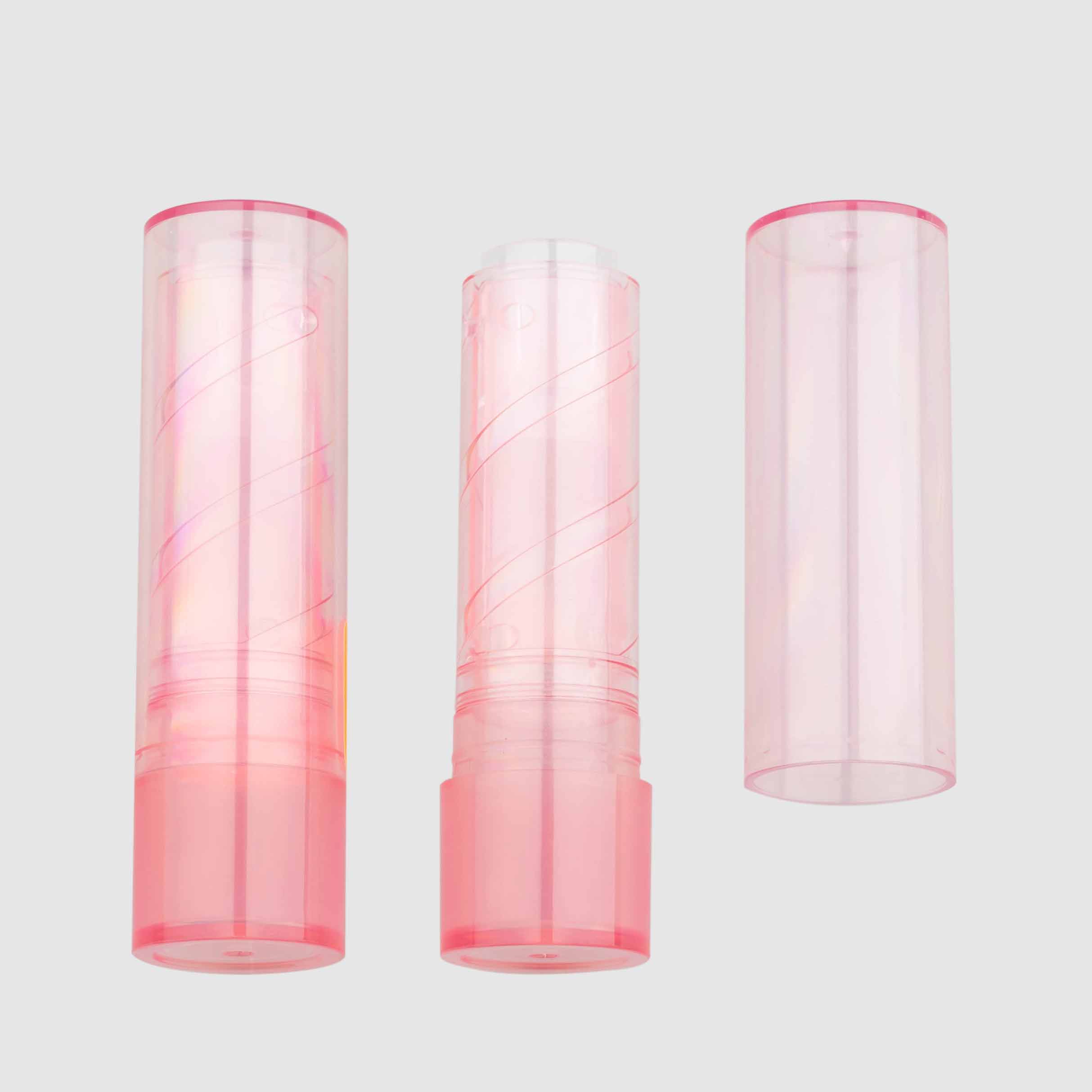 Transparent round flat bibig lipstick tube